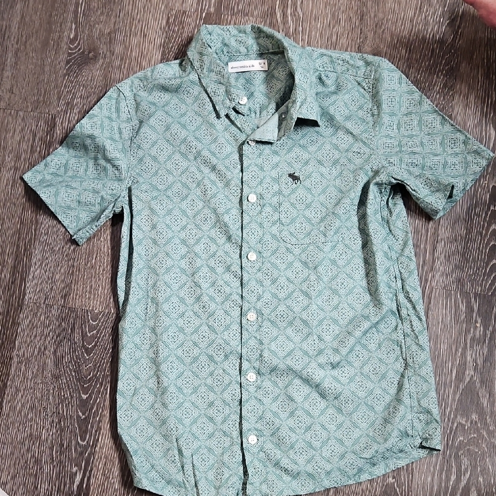 Short-Sleeve Printed Button-Down Shirt - Mint Green